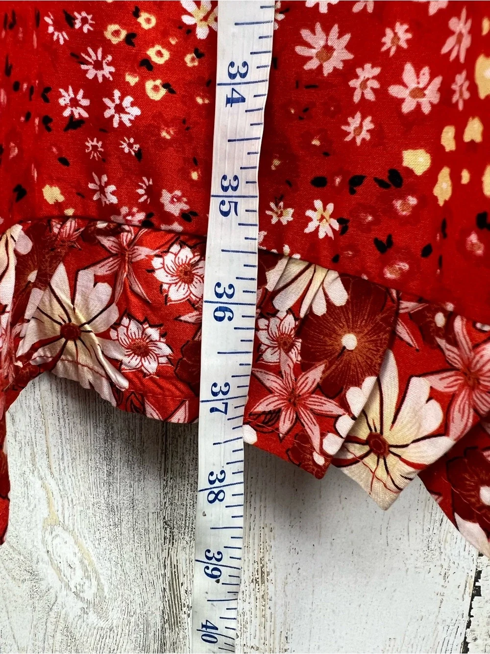 Wonderly Red Flower Field Mini Dress Boho Flowy Prairie Womens Large NWT - Picture 2 of 7